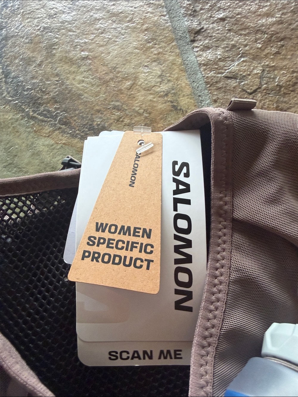 Salomon Women's Brown Hydration Running Vest with Blue Bottles - Picture 4 of 6